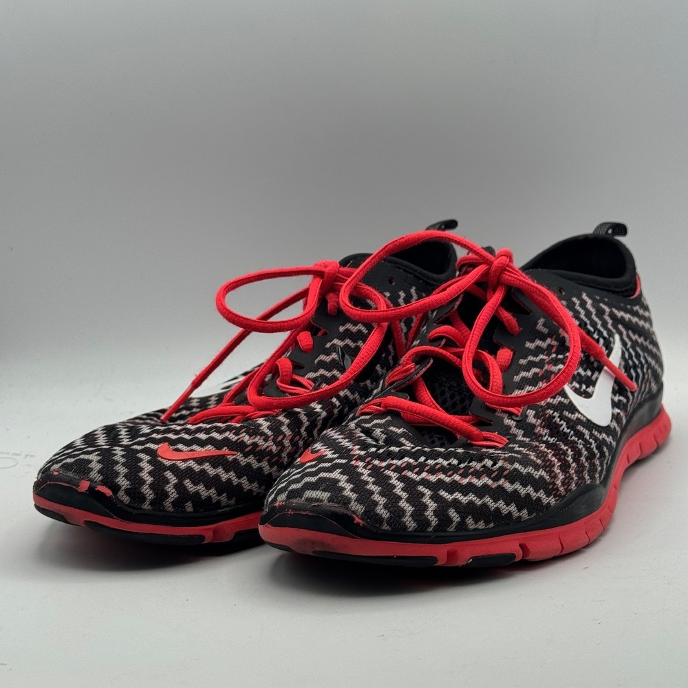 Nike Free 5.0 Shoes Mens Size 9 Black Red White Patterned Lightweight Running